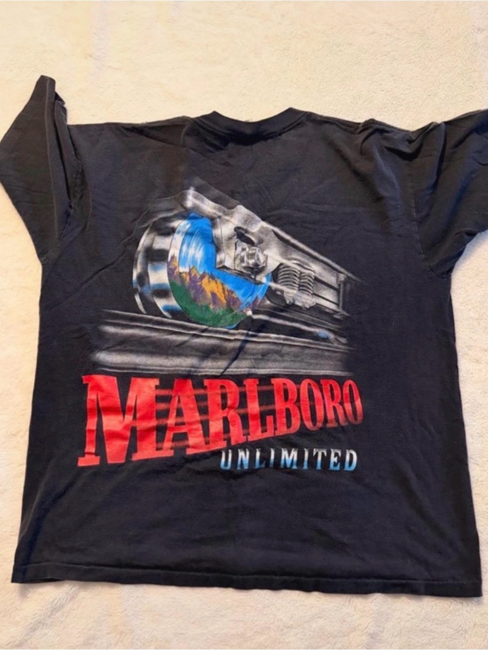 Marlboro Black Short Sleeve Graphic Tee with Red Logo